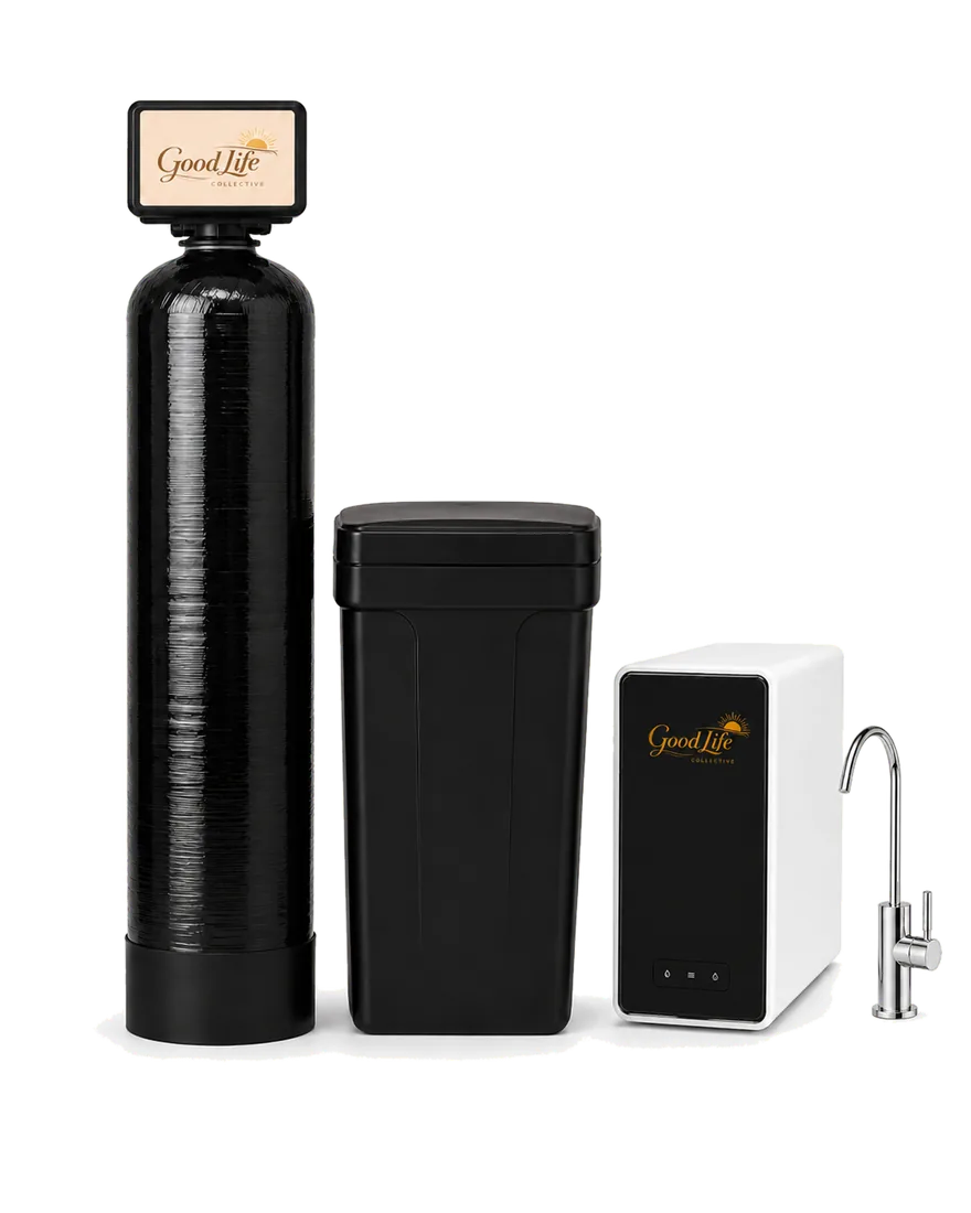 Branded Good Life Collective whole-home water system package with softener brine tank and under-sink reverse osmosis unit